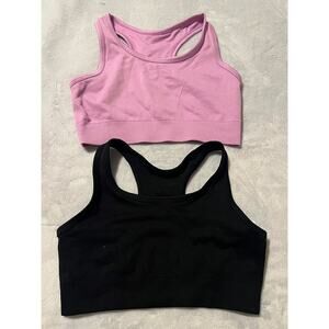 Zella Girls Purple  Black Bundle Athletic Racer Back Sports Bra Sz 8/10